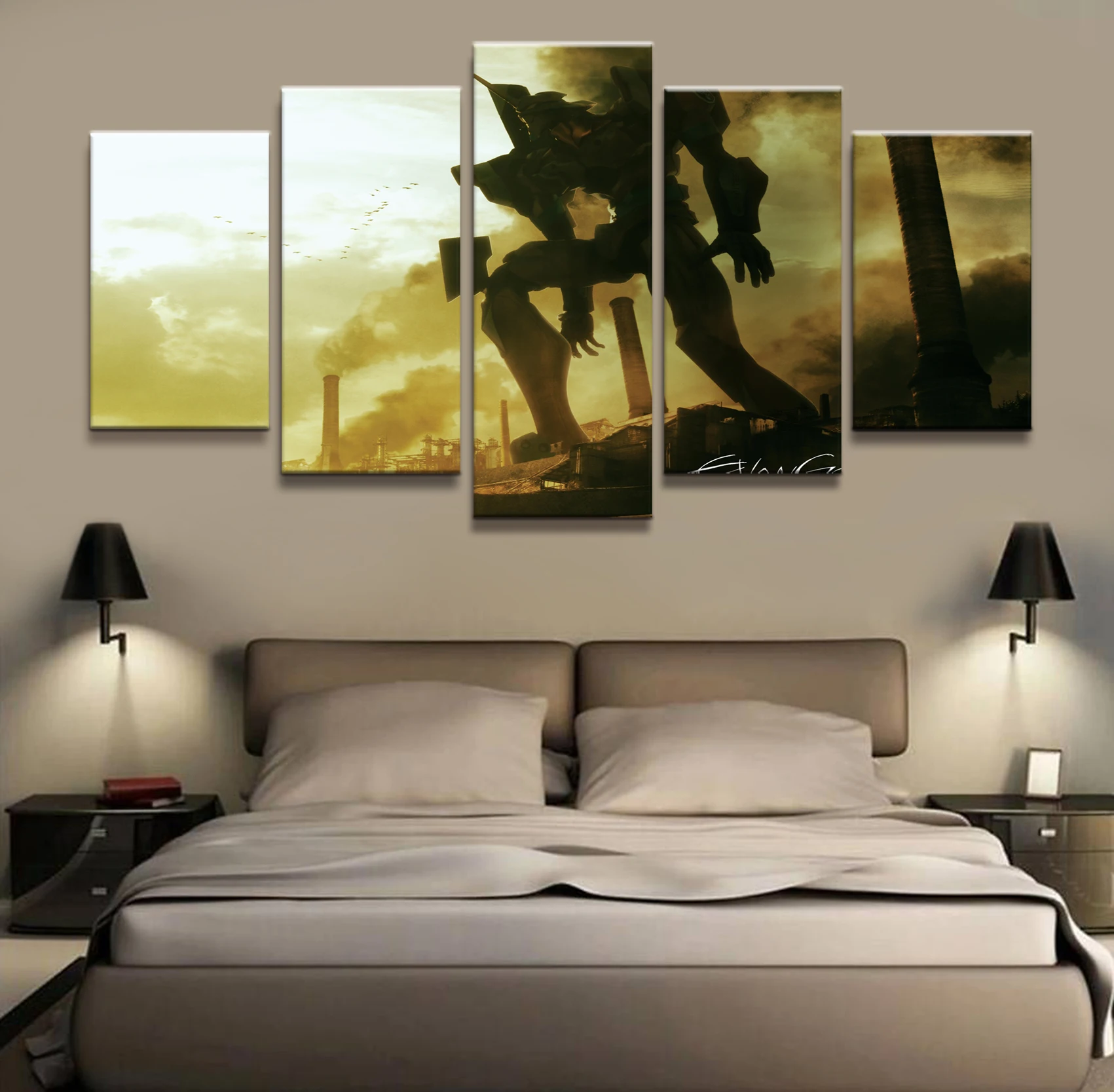 

5 Piece NEON GENESIS EVANGELION EVA Anime Poster Wall Pictures for Home Decor Poster Artwork Wall Decor Canvas Wholesale