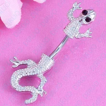 Kvalitní tělový piercing ve tvaru ještěrky z nerezové oceli