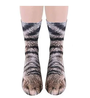 Unisex Adult Cute Cat Kitty Paw Socks, Animal Paw 3D Simulation Print Crew Socks, 1 Pairs (cat)01