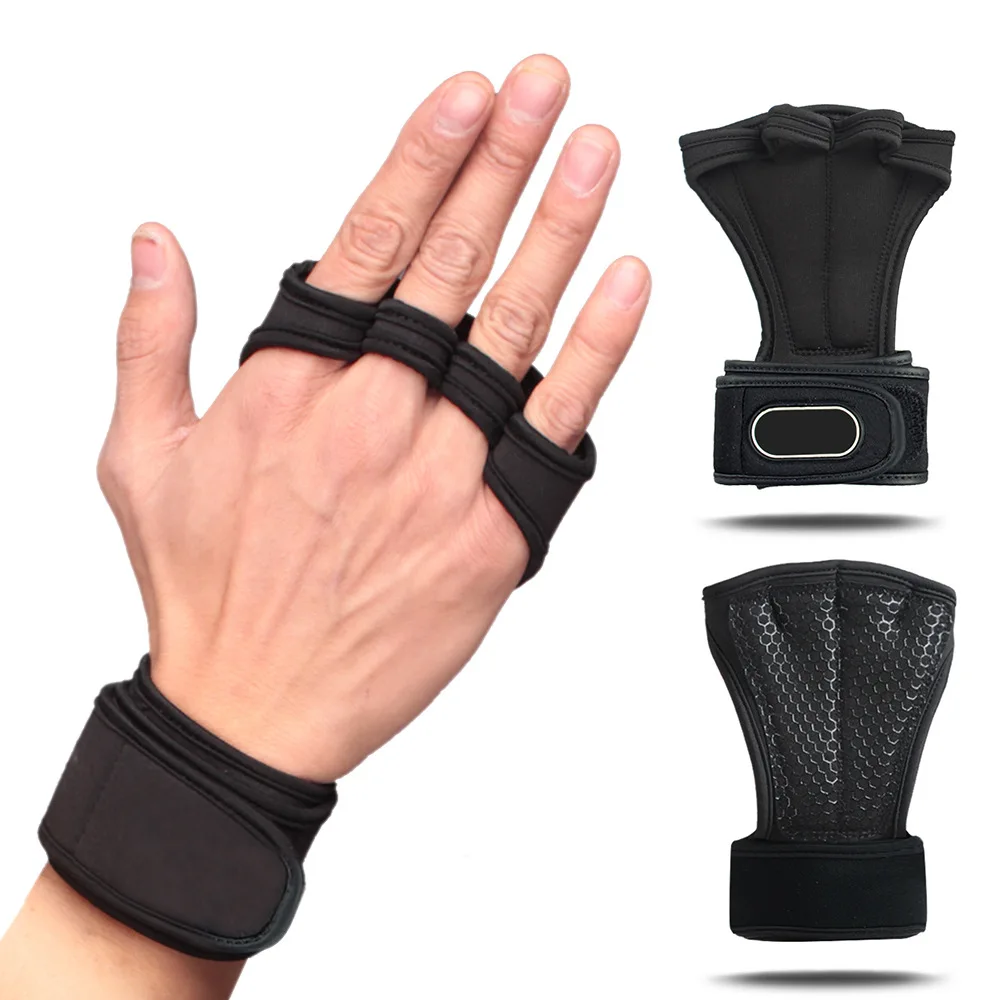 1pair Fitness Body Building Weight Lifting Glove Half Finger 4mm Cotton Pad Slip Breathable Dumbbells Wrist Sports Bracers Black