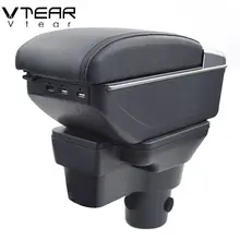 Vtear для hyundai Soalris 2 подлокотник коробка зарядка через usb повысить двойной слои центральный магазин содержание коробка держатель стакана, пепельница интимные аксессуары