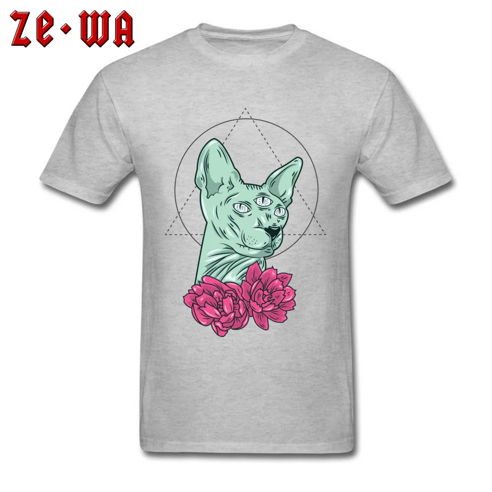  Casual Tops Shirt Graphic Short Sleeve Men T-shirts TpicOriginaltitle 3D Printed Lovers Day T-shirts Round Neck All Seeing Kitty grey