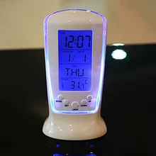 Electronic Desktop Clock Digital Alarm Clock Blue Backlight Table Led Clock Watch Music Snooze Calendar Thermometer