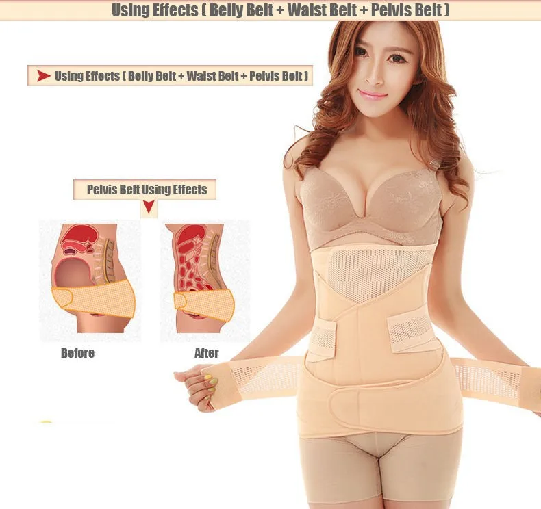 3in1 Belly/Abdomen/Pelvis Postpartum Belt Body Recovery Shapewear Belly Slim Waist Cinchers Breathable Waist Trainer Corset