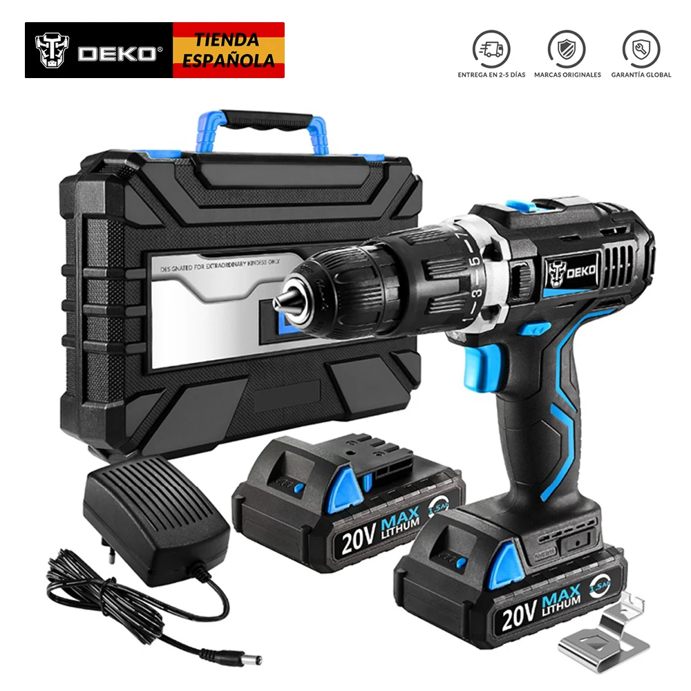 Beste DEKO GCD20DU3 20 Volt Max DC Lithium Ion Batterij 13mm 2 Speed Elektrische Accuboormachine Mini schroevendraaier met Impact Functie