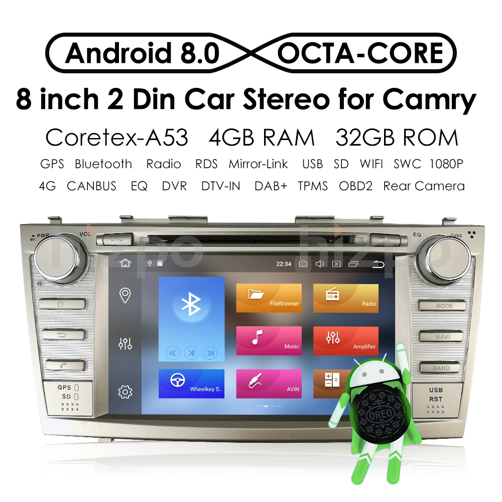 Excellent Android8.0/8Core 4Core/Android7.1/8.1 Car DVD Player For Toyota Camry 2008-2011 GPS Navi SD/USB Touch Screen Radio mp3 Bluetooth 2