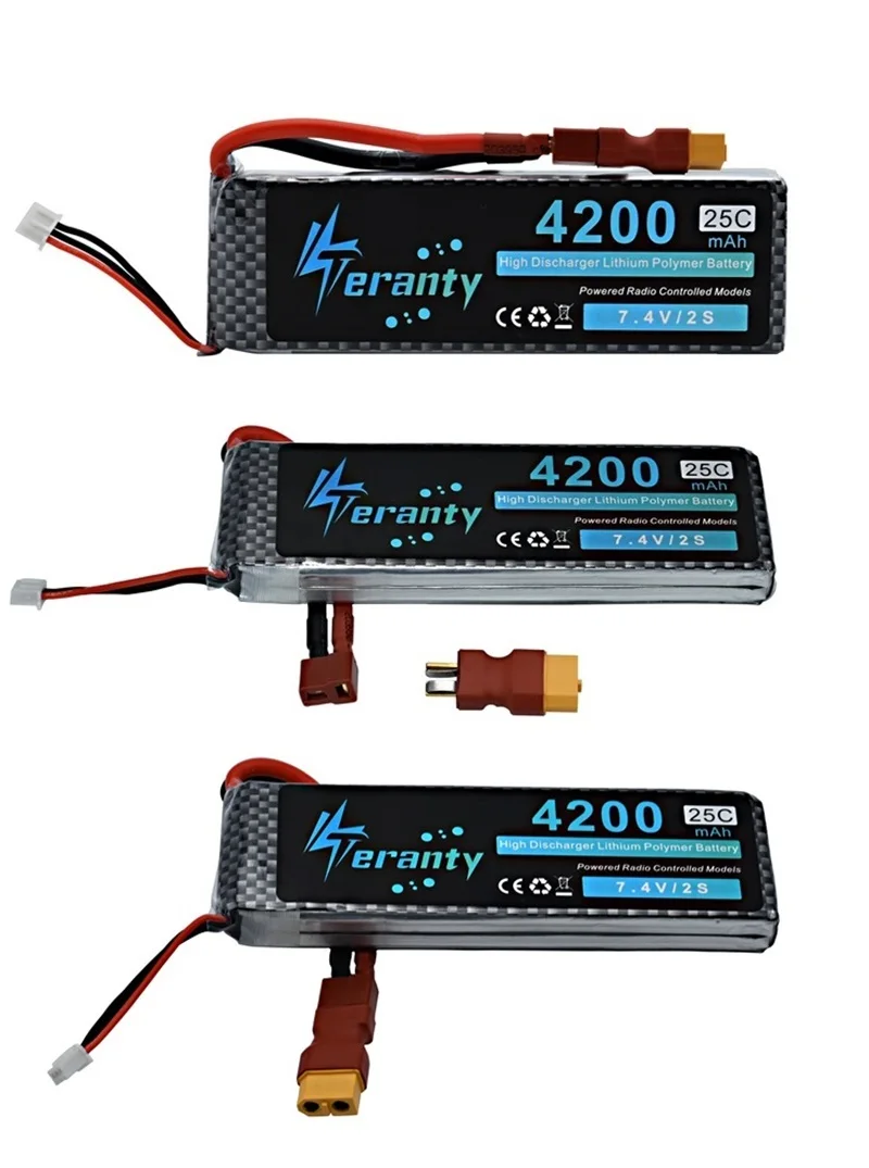 Высокая мощность 7,4 V 4200mAh 25C 2S LiPo батарея для RC самолета вертолета автомобиля лодки 2S 4200 mah 7,4 V Lipo батарея с T/XT60 вилкой