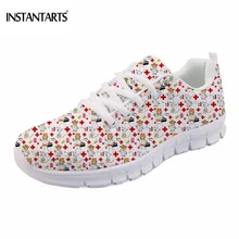 INSTANTARTS забавные форма медсестры принт женские сетчатые туфли на плоской подошве дышащие студенческие Кроссовки повседневные на шнуровке прогулочные туфли на плоской подошве для подростков