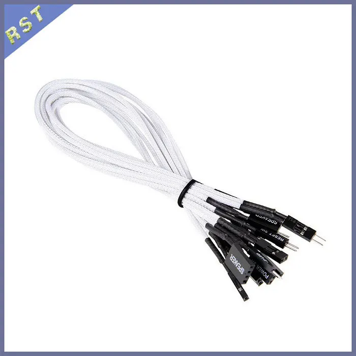 Hot selling White Sleeved HDD ED/PLED/Reset/Power/SW/SPK Front Panel