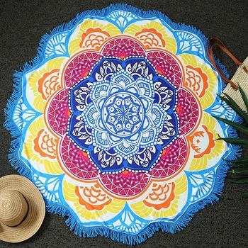 

Mandala Microfiber Towel Fabric Beach Towel Cotton for Adult India Yoga Mat Tassel Blanket Large Round Bath Towel 150cm Tapestry