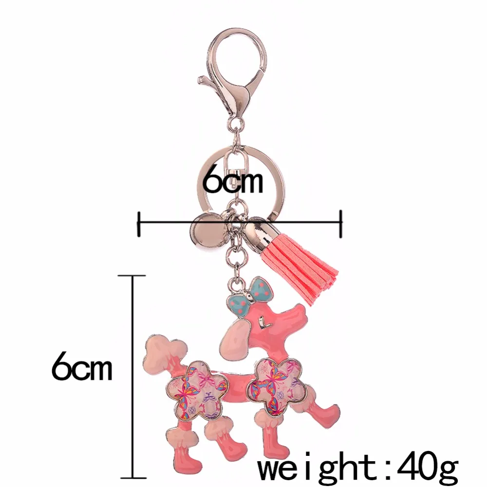 Пудель Собака брелок эмаль кисточкой брелок для сумки очарование автомобиль брелок аксессуары Для женщин Ювелирные эмали милые животные брелки