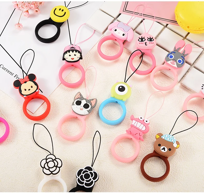 

Monsters Stitch Melody Pattern Short Rope Ring Strap For iPhone Elastic Silicone Mobile Phone Lanyard