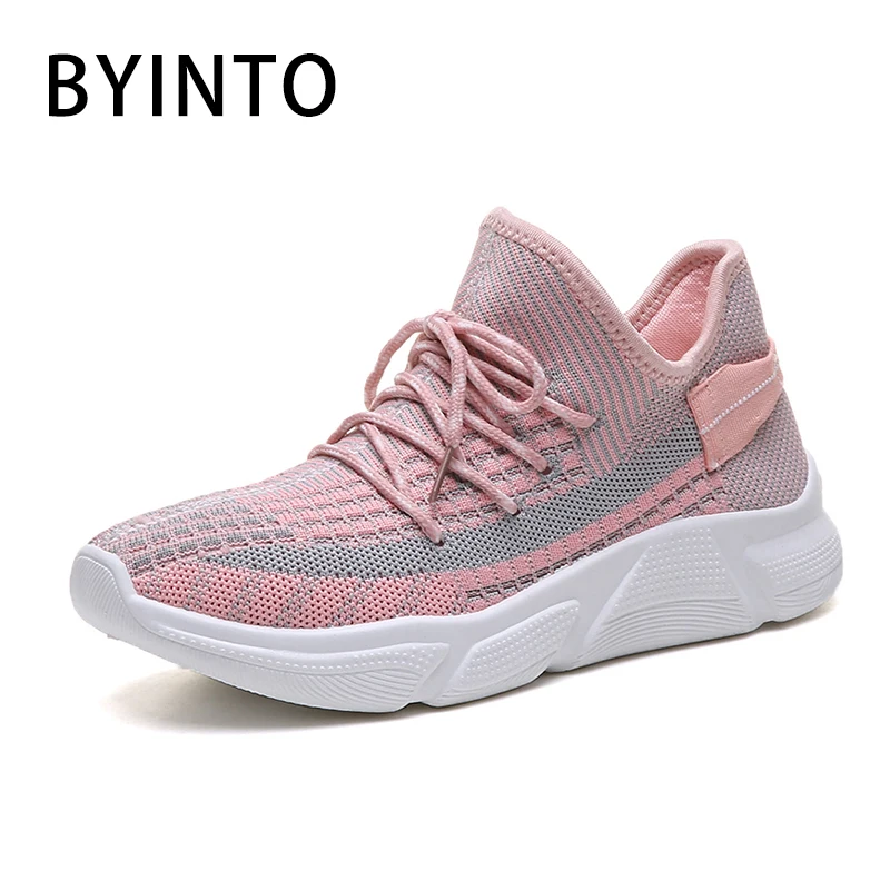 

2019 New Fashion Platform Tennis Shoes for Women Black Gray Pink Knit Sock Sneakers Gym Sport Shoes Tenis Feminino Basket Femme