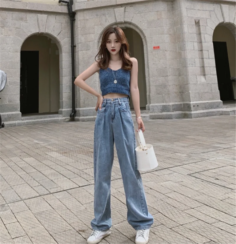 

Mr.nut high waist loose jeans female 2019 new summer thin section straight wide leg pants trousers