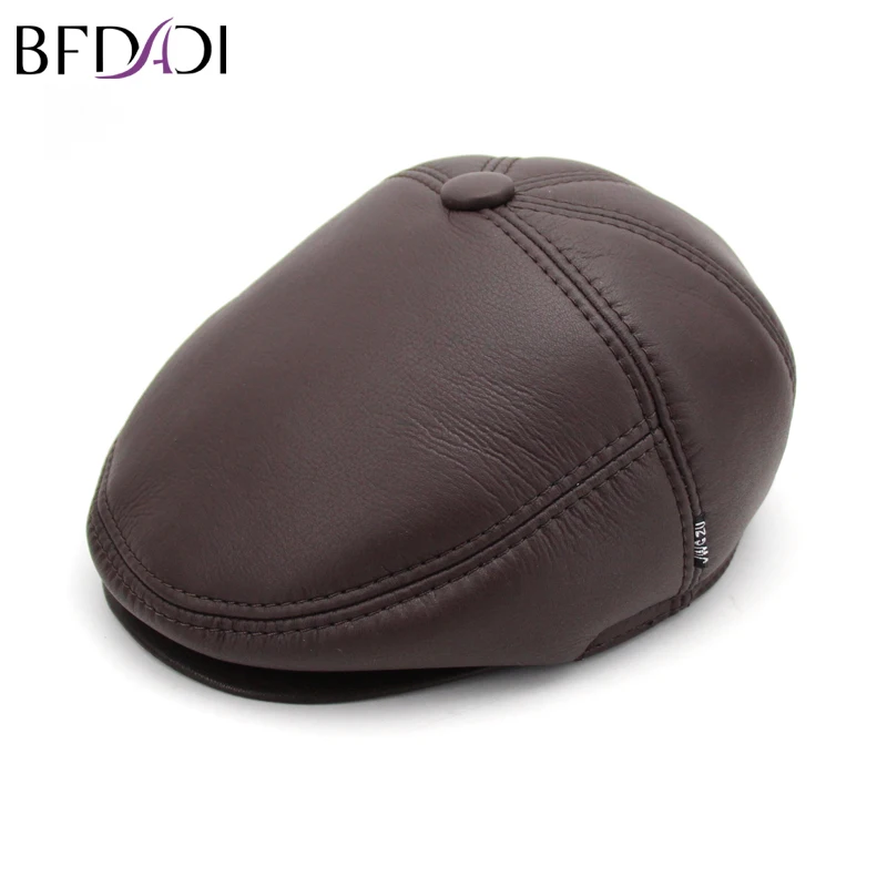 

BFDADI 2018 Male cap genuine leather forward cap sheepskin casual cap quinquagenarian threadbare cap spring and autumn hat