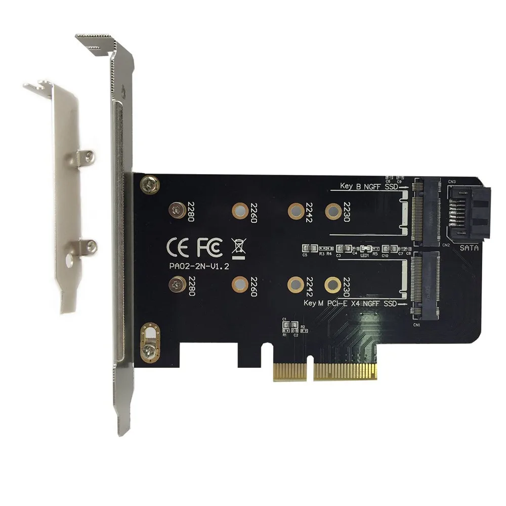 Двойной адаптер NGFF PCIe M.2 NVME SSD M Key или SATA B PCI e 3 0x4 плата расширения контроллера