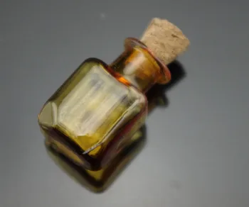 

5pcs Rectangular Coffee Brown Blue Mini Glass Bottle Vial with Cork and hook