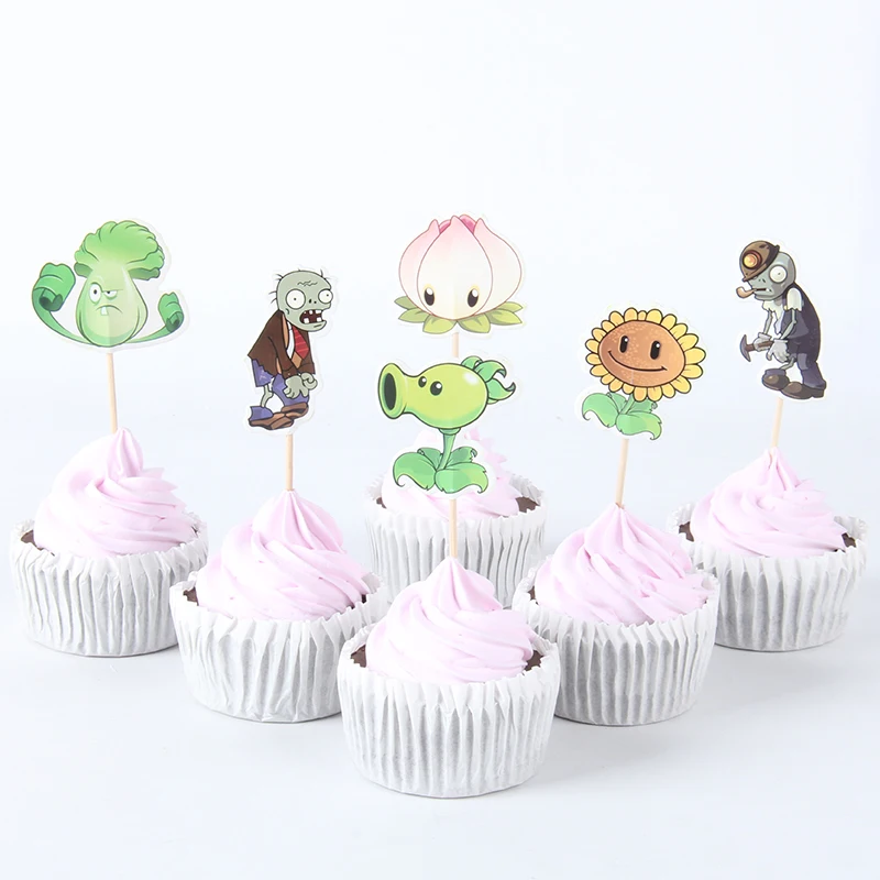 

24pcs Plants vs. Zombies Cupcake Toppers pick Wedding Children Birthday Party Decoration Plants vs. Zombies Cake flag Supply