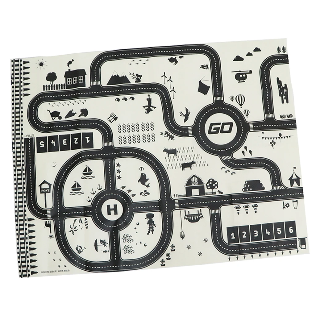 Large City Road Traffic System Playmat Activity Play Mat Carpet Educational Toy for Playing Cars & Train Track Playroom Fun