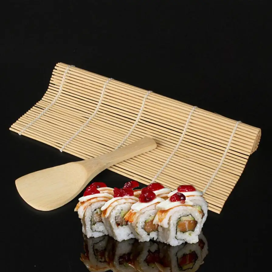 

Kitchen Accessories Sushi Maker Tools Rolling Roller Bamboo Material Mat Maker DIY and A Rice Paddle Cooking Tools