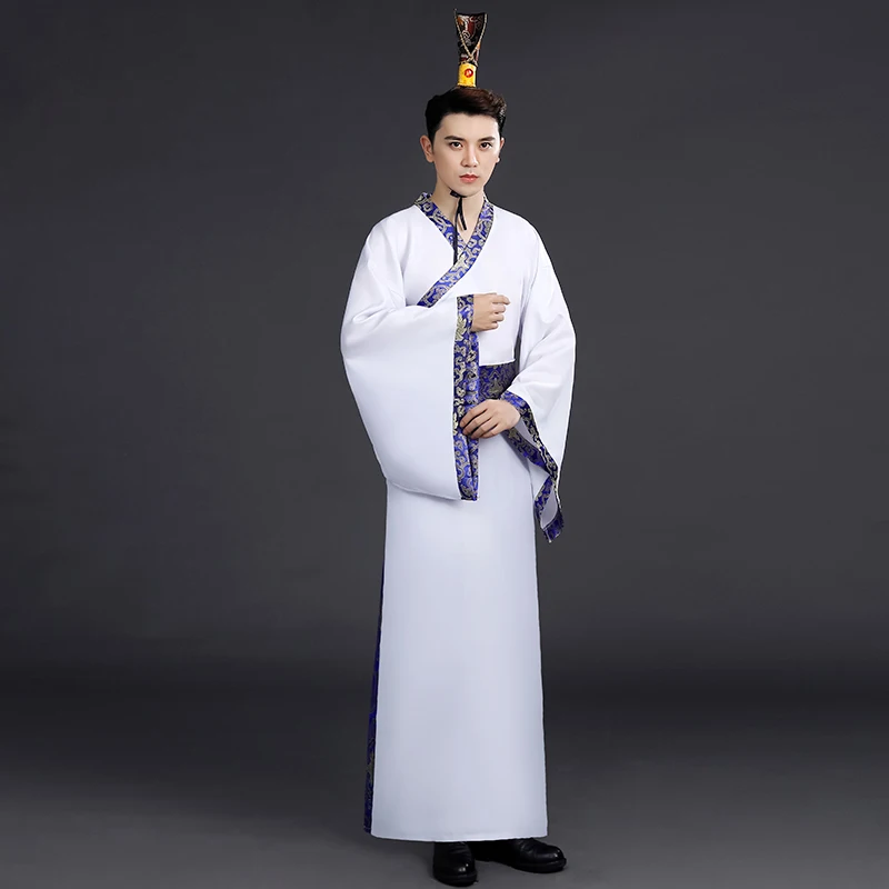 Древний китайский костюм для мужчин, традиционная китайская танцевальная одежда для женщин с длинным рукавом Hanfu, Атласный халат, платье для мальчика, династии Цин - Цвет: 10