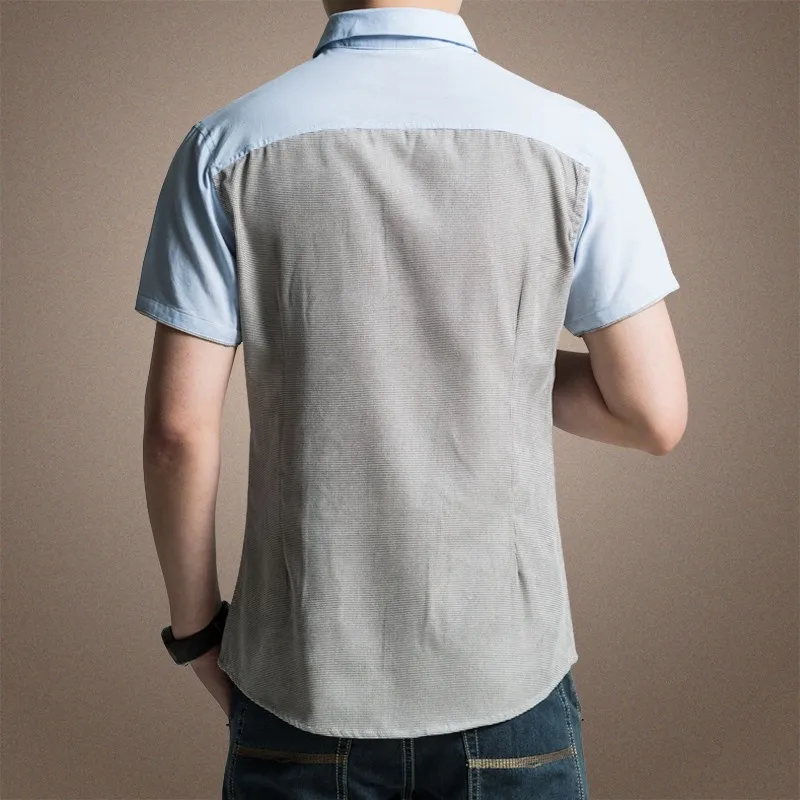 Большие размеры 4XL брендовая дизайнерская мужская рубашка Летняя Повседневная рубашка с коротким рукавом облегающие мужские рубашки MC204