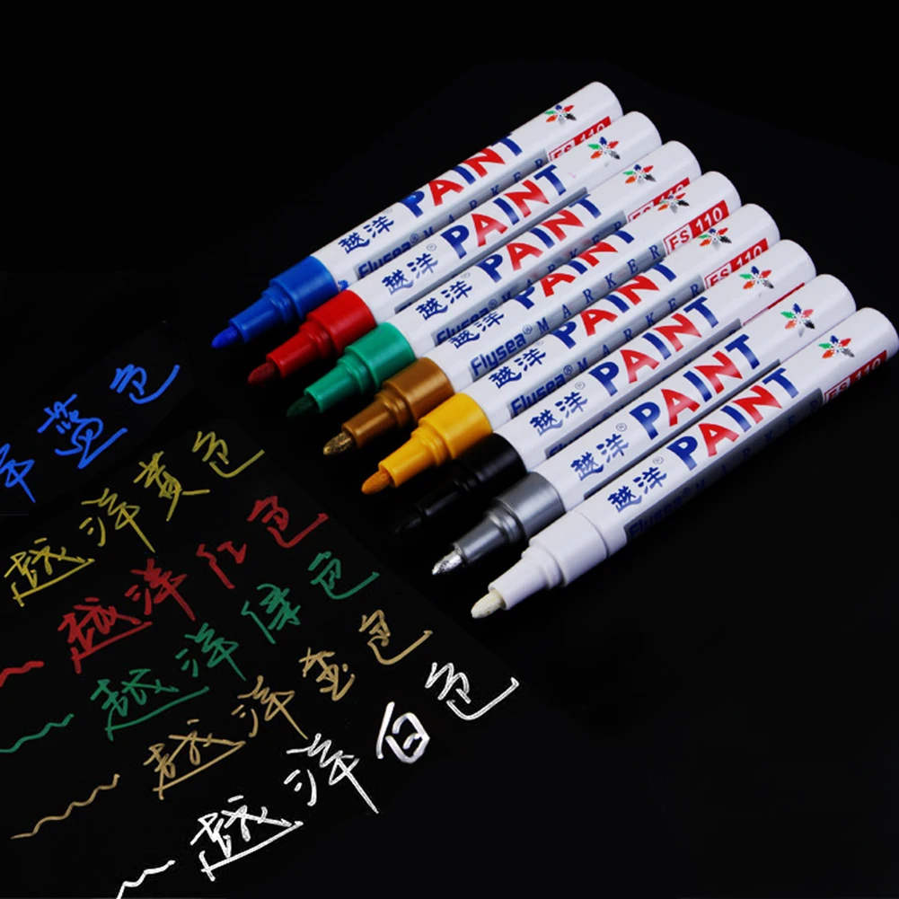 

12 Colors Universal Waxing Sponge Paint Pen Marker Waterproof Metallic Colours Car Tyre Tire Metal Permanent Pens