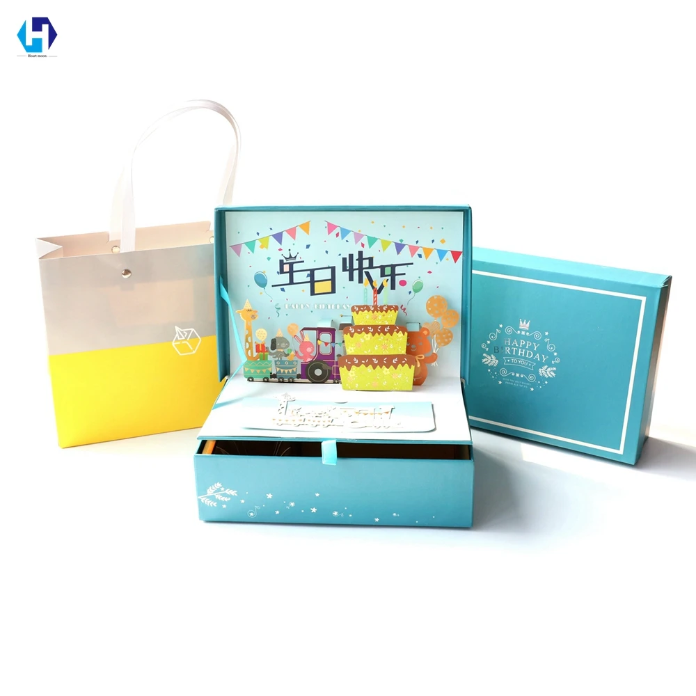 

Baby Shower Happy Birthday Party Candy Gifts Box 3D Pop Up Bag Cake Paper Decoration Accessories For Present Favors Customizable