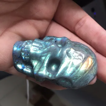 

2019 Hot Skull gift-lsk20(2.3 inch) AAA+++ Unque Special High Quality Colorful Labradorite FACE Skull Reiki feng shui Crafts