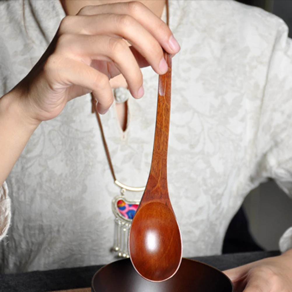 Деревянная кухонная ложка посуда инструмент ложка для супа рисовая ложка натуральная Nanmu столовая посуда с длинной ручкой детская ложка