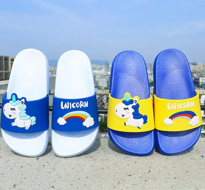 

FIT1-10T New cartoon rainbow slippers unicorn baby boy girl summer beach water indoor home shoes children outdoor 1pairs/2pcs