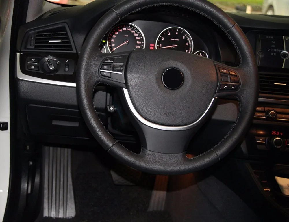 АБС-Пластик Хром рулевого колеса полоски украшение с блестками Стикеры для BMW 5 серия F10 520 525 2011- автомобильные аксессуары