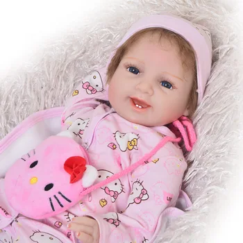

22inch 55cm Bebe silicone reborn baby soft dolls toys for children gift real baby newborn girl dolls alive boneca reborn