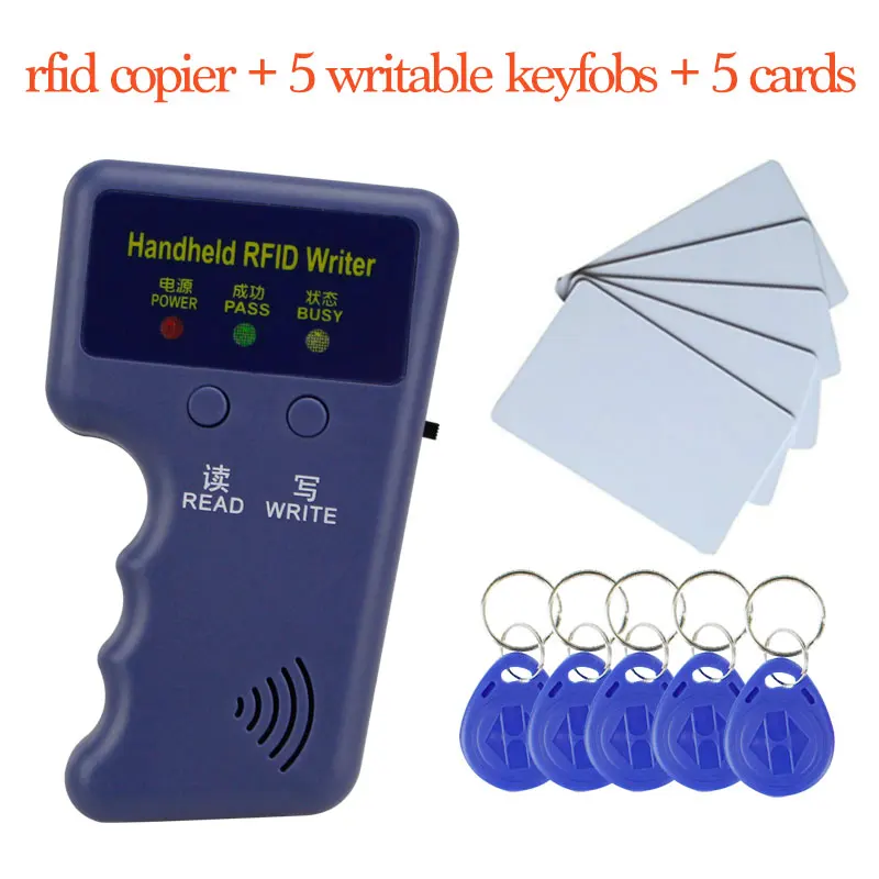 125 кГц Ручной RFID ID карты копир/ридер/писатель Дубликатор Программист Поддержка EM4305/T5577 ключ карты жетон - Цвет: copier with key card