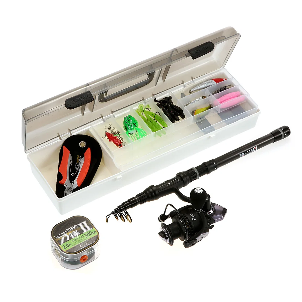 Lixada 2.1m 2.4m Fishing Rod Reel Combo Full Kits 37Pcs Soft Worm Lure