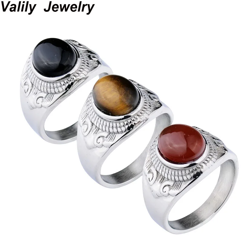 

EdgLifU Men's Statement Tiger Eye Ring Stainless steel Owl band fashion Ring Women Wedding Band Simple Rings Jewelry
