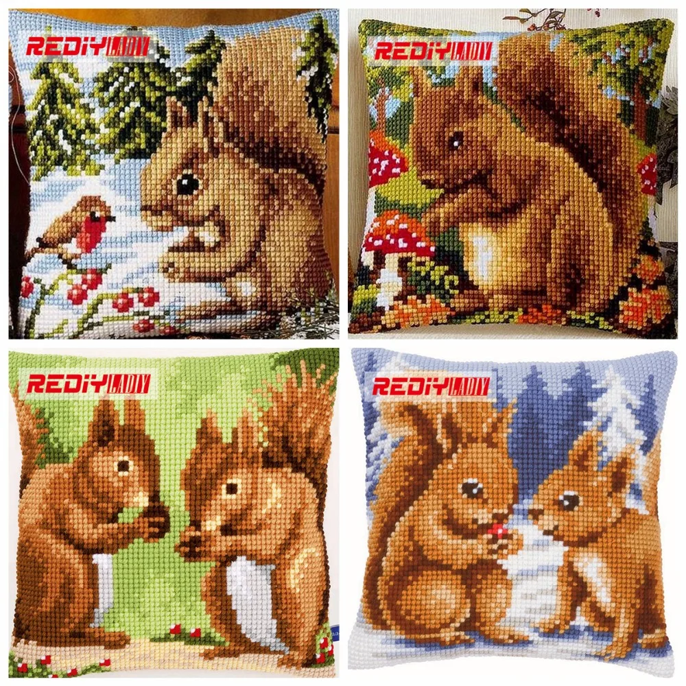 LADIY Cross Stitch Pillow Cover TIGER LION Cushions for Sofas Decorative Pillow Case DMC Counted Cross-Stitch Kits Cushion Cover