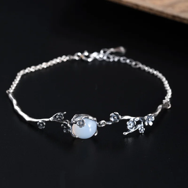 plum Chalcedony bracelet 100% 925 Sterling Silver Jewelry fashion hypoallergenic bracelets for girl gift