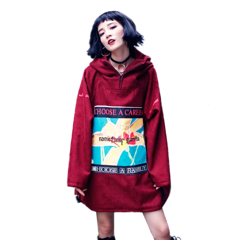 

Autumn Women Corduroy Tops Long Sleeve Vintage Hoodies Female Fashion Letter Print Harajuku Oversize Loose Sweatshirts Z84