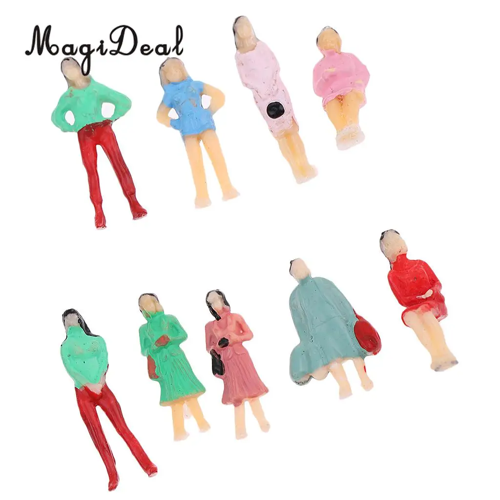 MagiDeal 20Pcs Layout Model People Passenger Figure Train HO Painted 1/75 for Street Park Train Scene Building Landscape Toys
