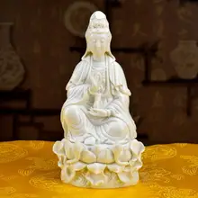 Городской дом фэн-шуй dai yutang керамические украшения, аксессуары для дома/8 дюймов белый нефрит сидящий древний Лотос Kwan-Yin D03-002