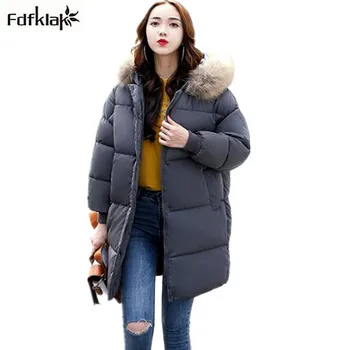 

Fdfklak Thicken Winter Jacket Women Large Size Loose Winter Coat Cotton-padded Parka Female Warm Hooded Long Womens Jackets