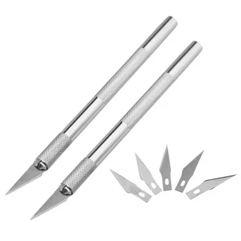 

Non-Slip Metal Scalpel Knife Tools Kit Cutter Engraving Craft knives + 6 pcs Blade Mobile Phone Laptop DIY Repair Hand Tools