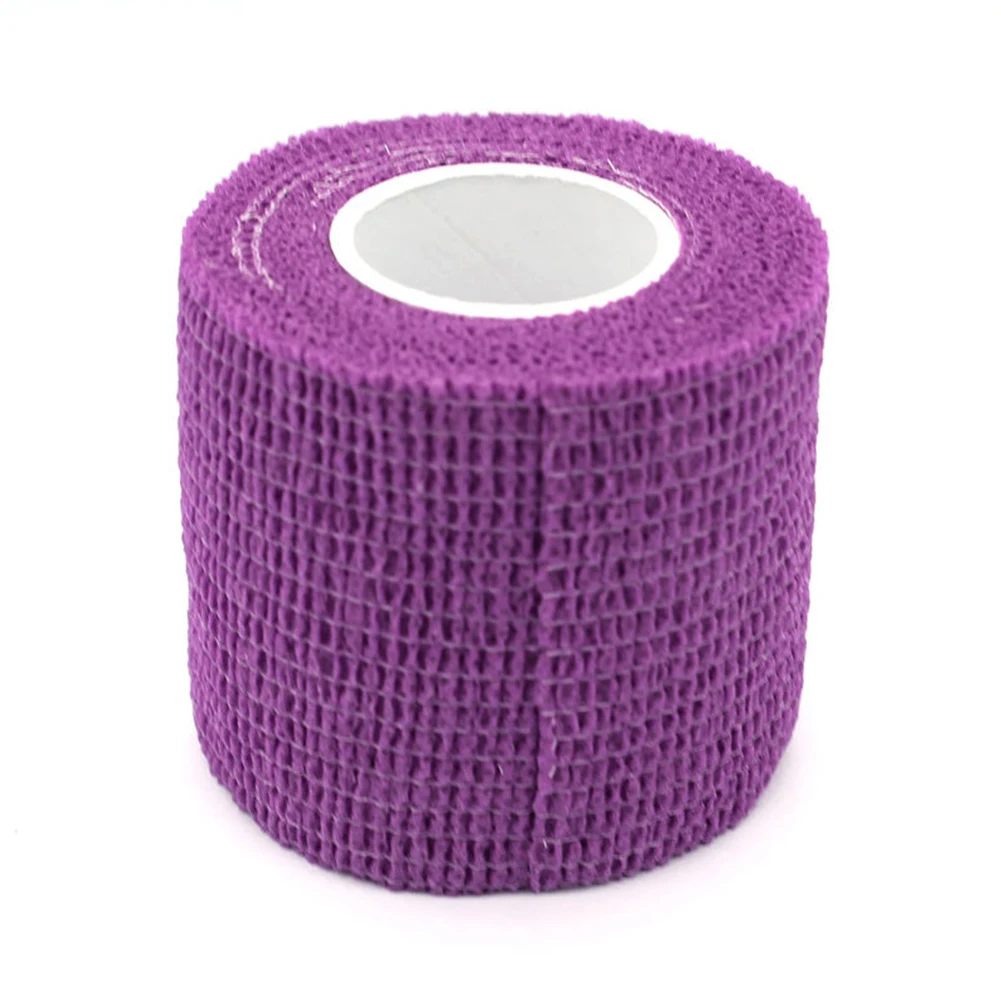 Цветная 5*450 см самоклеющаяся пленка лента, самоклеящийся липкий бинт, самохватающийся рулон для тату-бандаж - Цвет: Фиолетовый