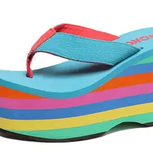 Г.,, женские Вьетнамки, сандалии, шлепанцы новые пляжные женские разноцветные шлепанцы на толстой платформе, размер 34-39