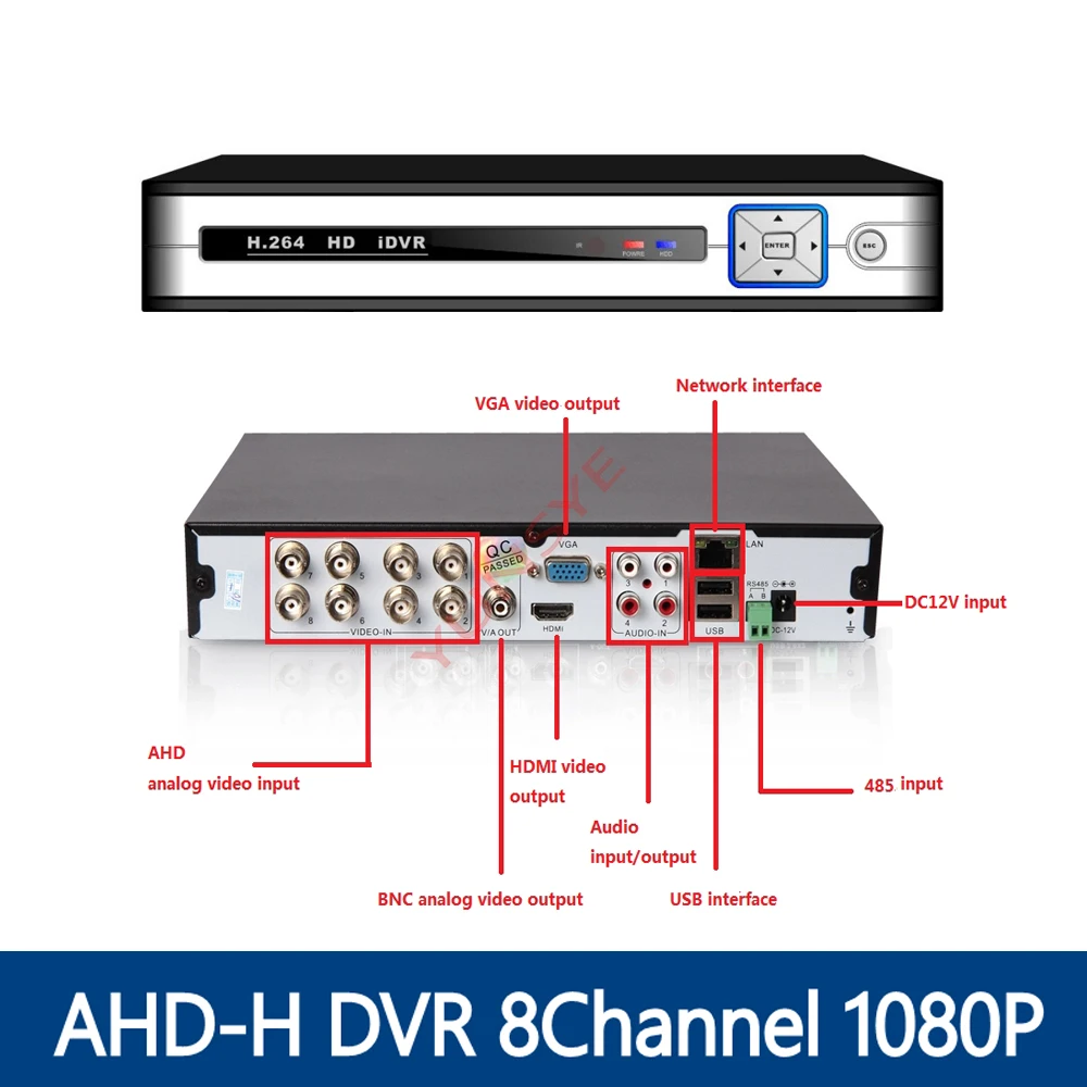 YUNSYE AHD-H DVR 8Channel CCTV AHD DVR AHD-M Hybrid DVR/1080P NVR 4in1 Video Recorder For AHD Camera IP Camera Analog Camera ninivision 8ch ahd 1080p dvr hybrid dvr 1080p nvr video recorder ahd dvr for ahd analog camera ip camera tvi camera cvi camera
