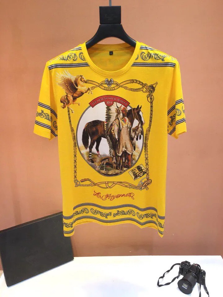 

BH05456Fashion Men's Tops & Tees 2019 Runway Luxury famous Brand European Design Short Print party style T-Shirts Men's Clothing