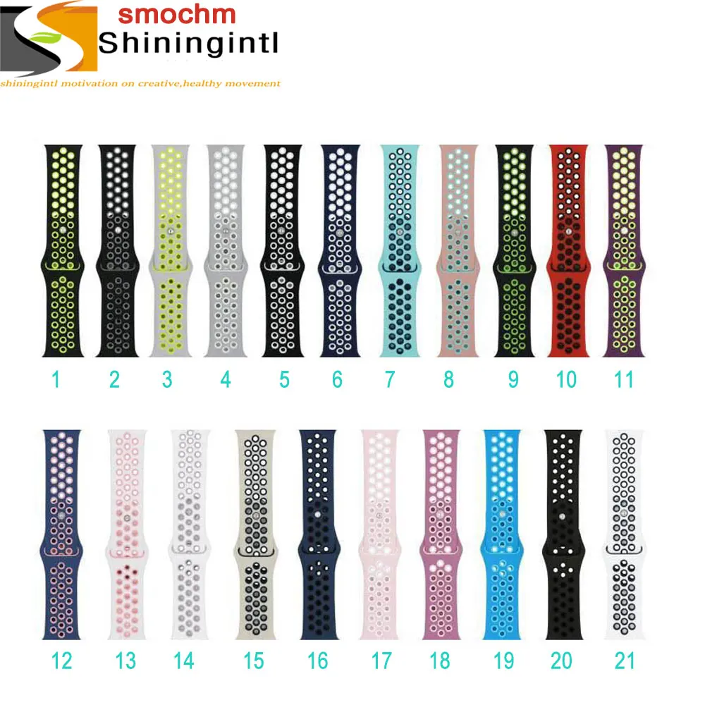 Цветной сменный NK спортивный силиконовый ремешок Smochm для Apple Watch 44 мм 42 40 38 серия 4 3