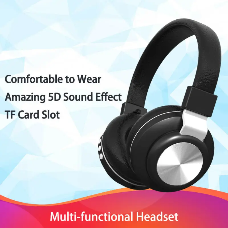 2019 Newest Fashion Wireless Headphones Stereo Bluetooth Headset Noise Cancelling Over Ear With Mic Hot Sale