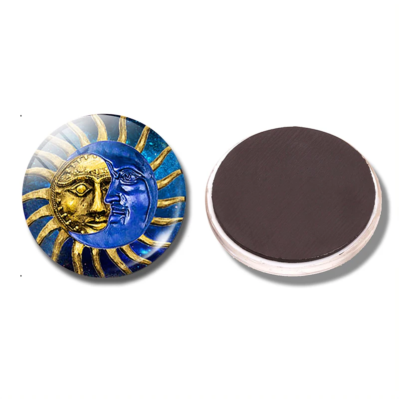 Sun Moon 30 мм магнит на холодильник Панк Цветы лицо наследники солнца стекло купол